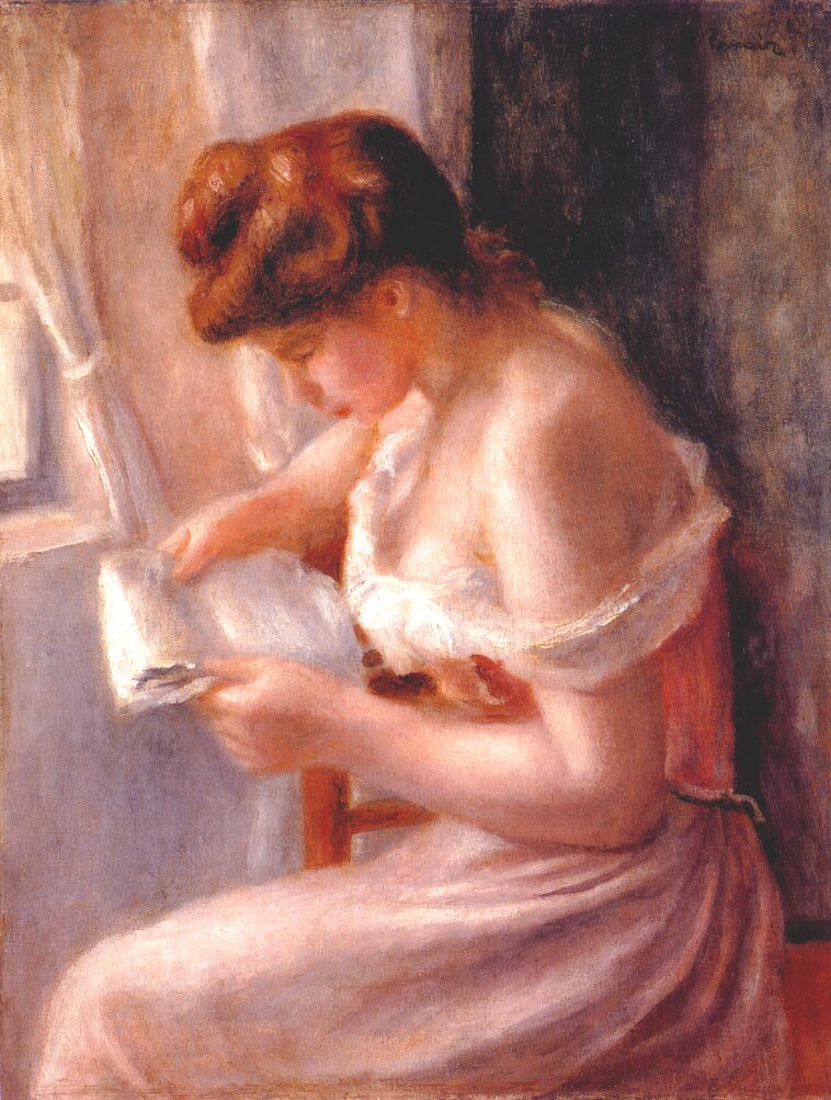 A girl reading - Pierre-Auguste Renoir painting on canvas